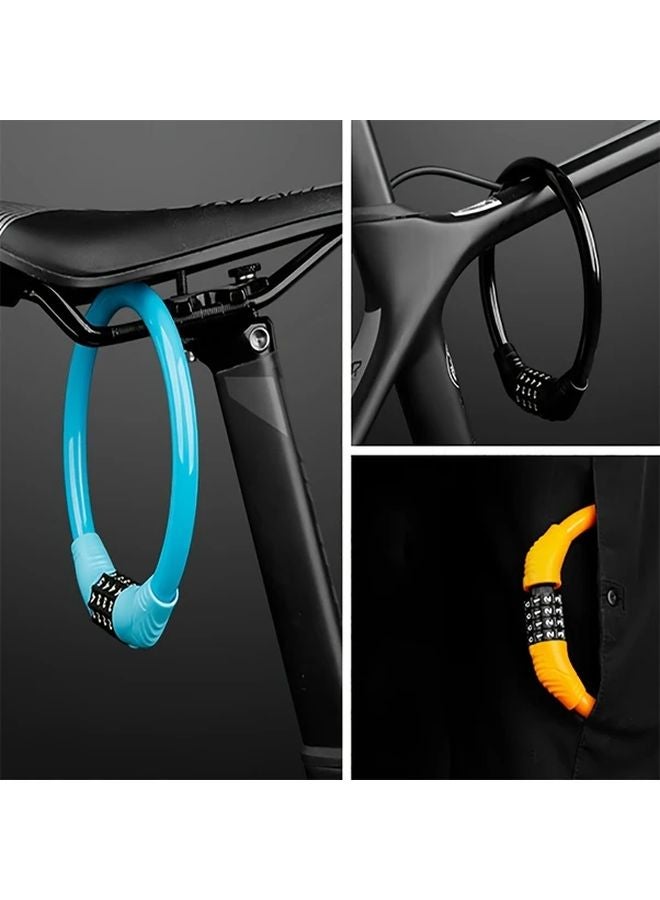 Blue 4 Digit Combination Bike Lock Lightweight Alloy Anti Theft Portable Security Lock for Bicycles Motorcycles E Bikes - Image 2